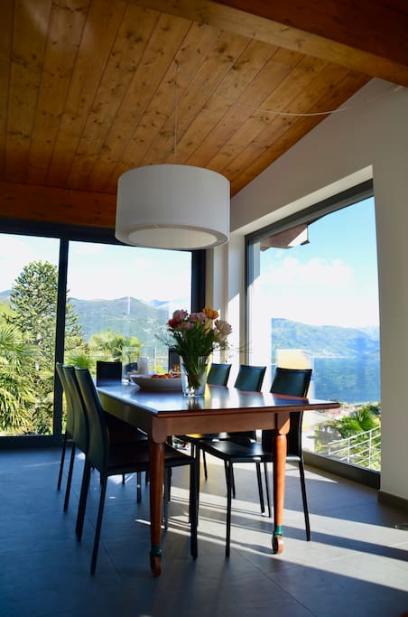 Large, comfortable dining area with beautiful views