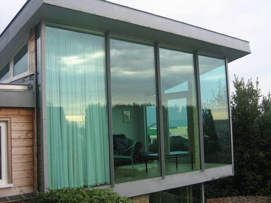Uninterupted views across Totnesfrom the light filled living space