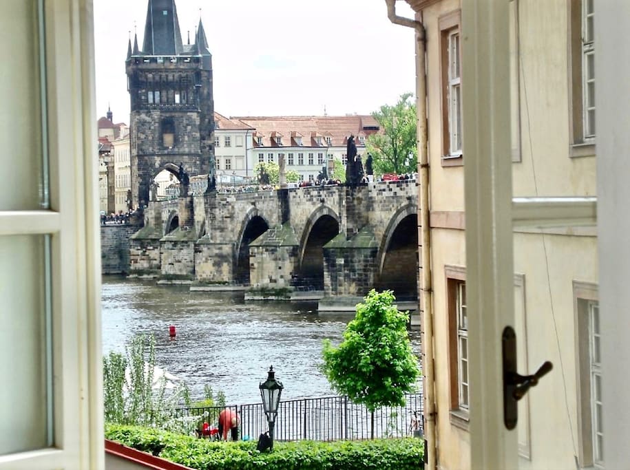 Wake up each morning to this breathtaking view of the Charles Bridge and Vltava river. A fairly tale setting difficult to forget. Also very quiet at night.