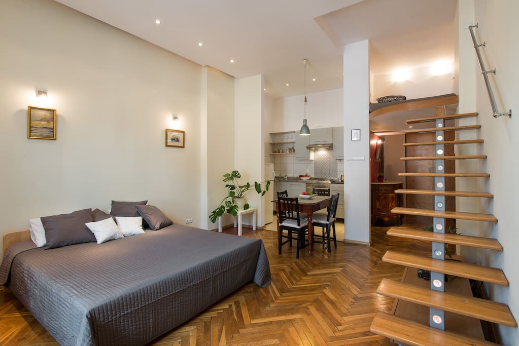 Our apartment is located in the very heart of Kazimierz - Jewish district. Just a minute walking from the Old Synagogue