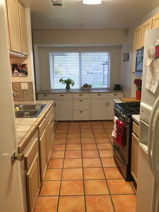 Our updated kitchen everything you need is right at your service. Kuerig, pots and pans, everything you need you have access to use. I do have a mixer, chopper as well as blender.