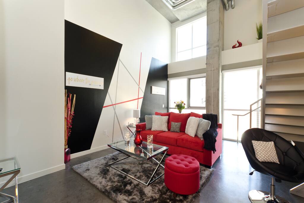Gorgeous living room with custom decorations