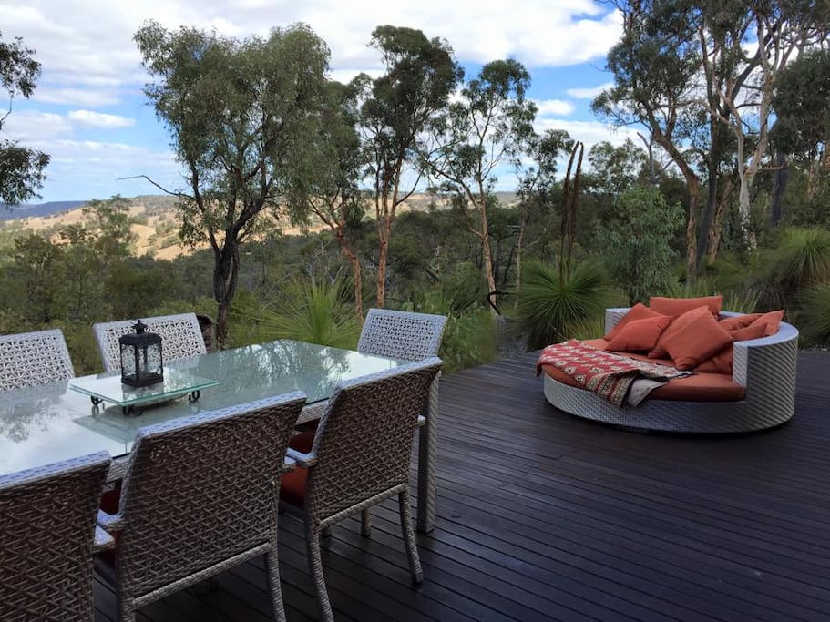The spacious deck overlooking the Valley