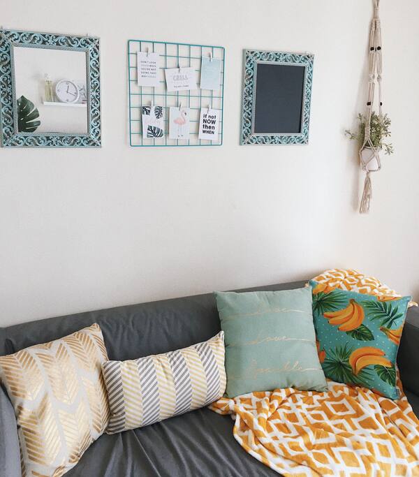 Living Area - Sofa with beautiful pillows and decors