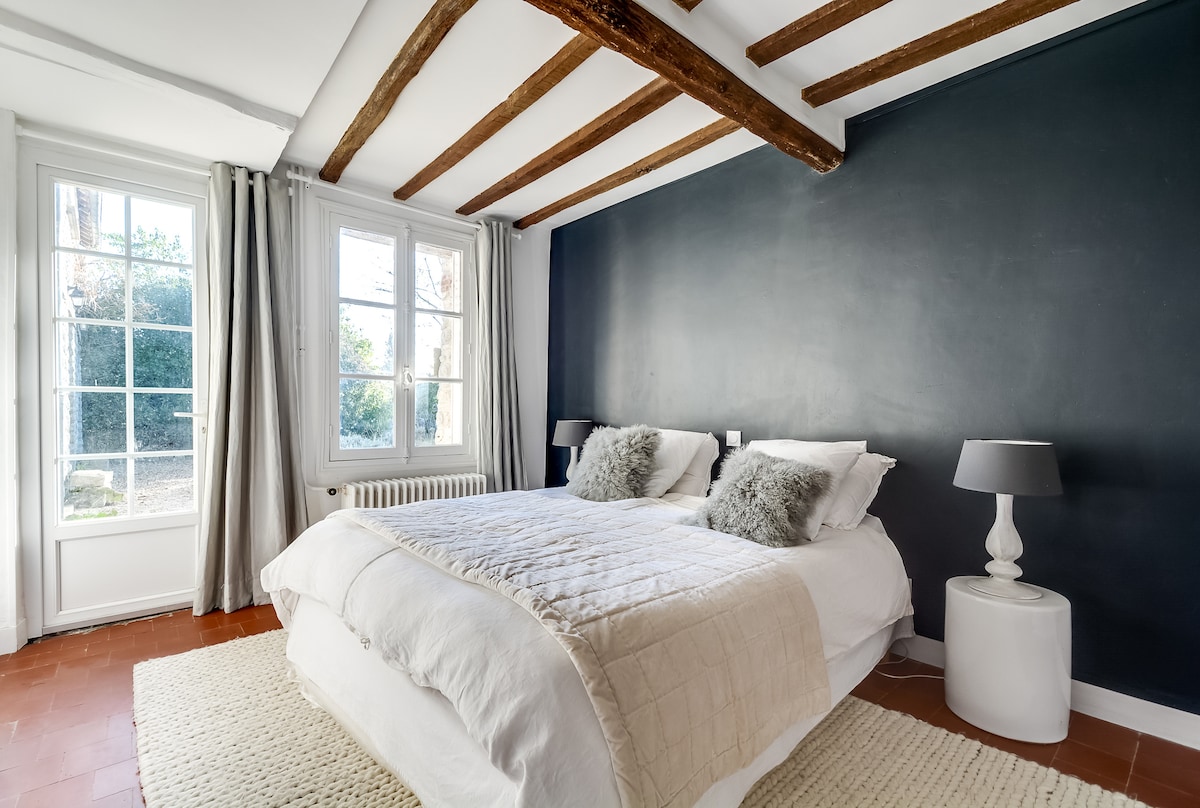 Chambre RDC, avec 1 lit 2 places de 160.   Un Rêve de Campagne, gîte de charme, gîte de groupe proche Paris 