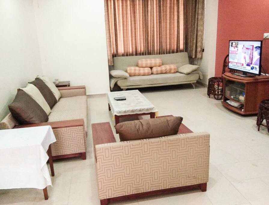 Living room with TV and Sofa bed
