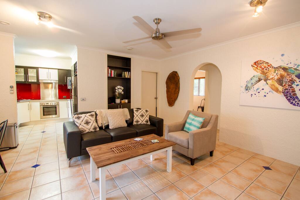 Open plan living, dining and kitchen area