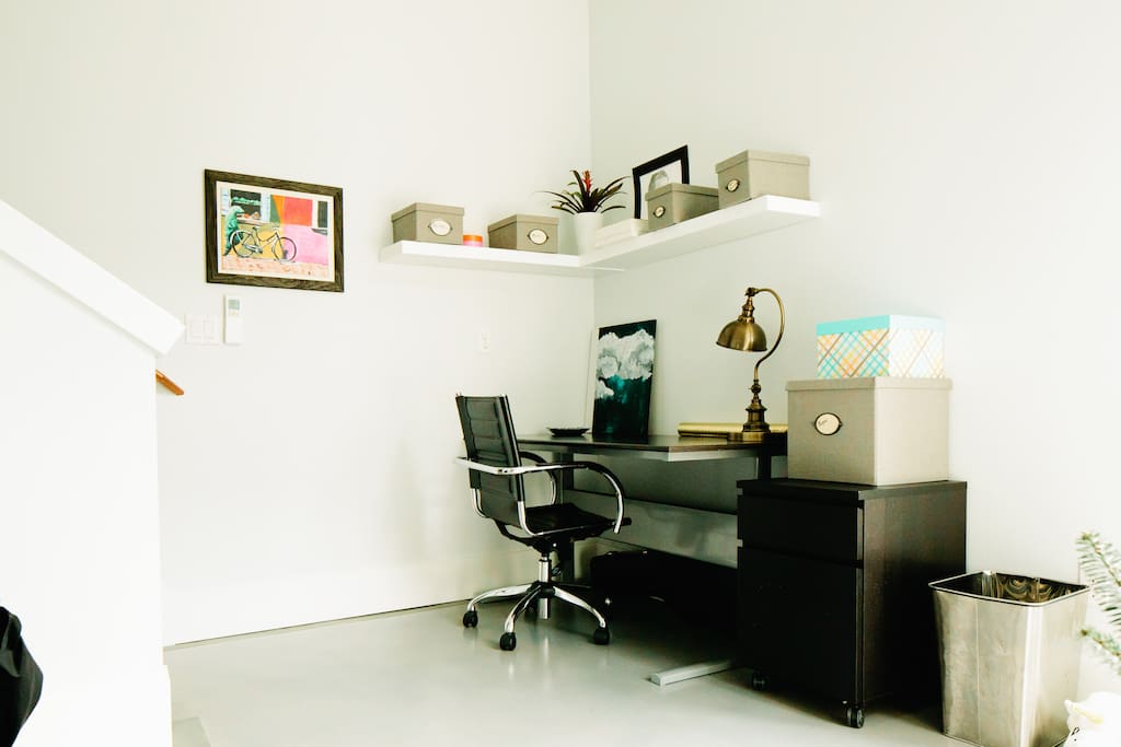 Your Private entrance opens to a lower-level studio and work space, includes a mini fridge