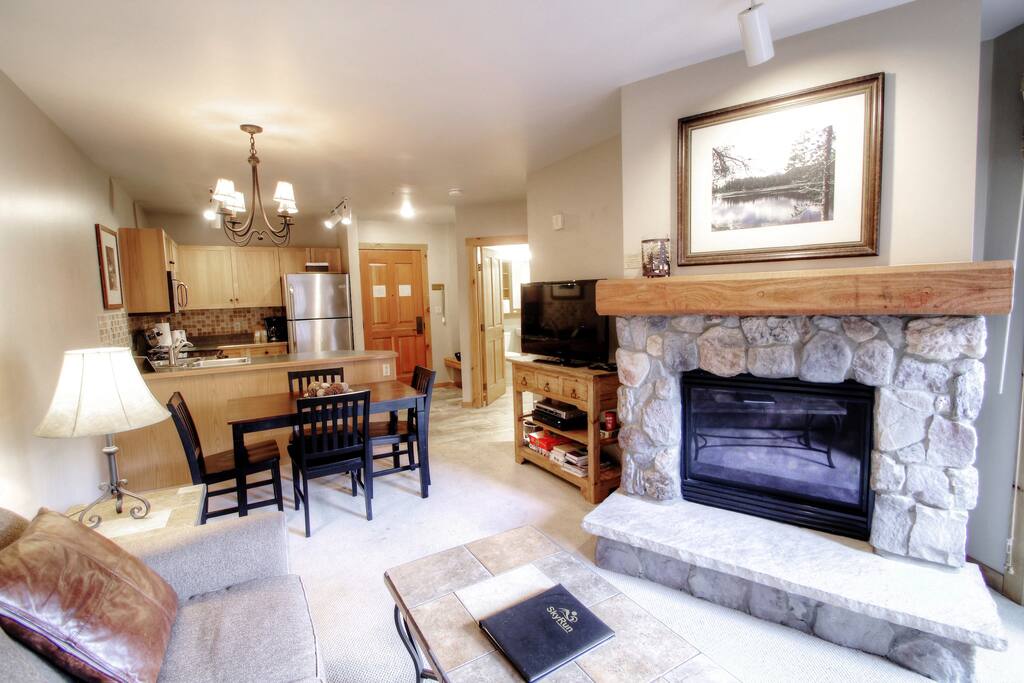 Living Room - Warm up next to the gas fireplace.