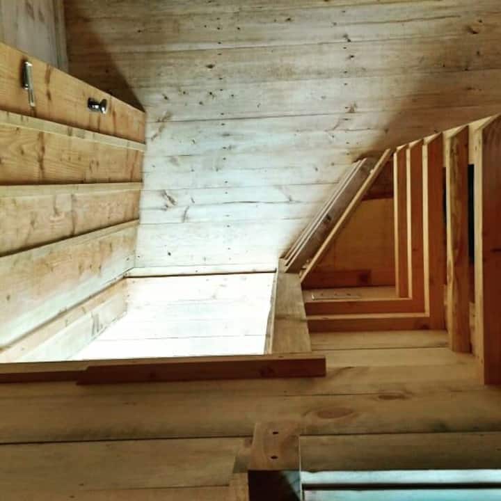 Ladder up to the loft.
