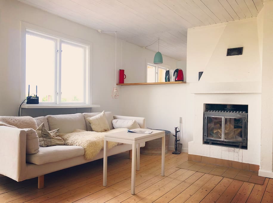 Living room with fireplace