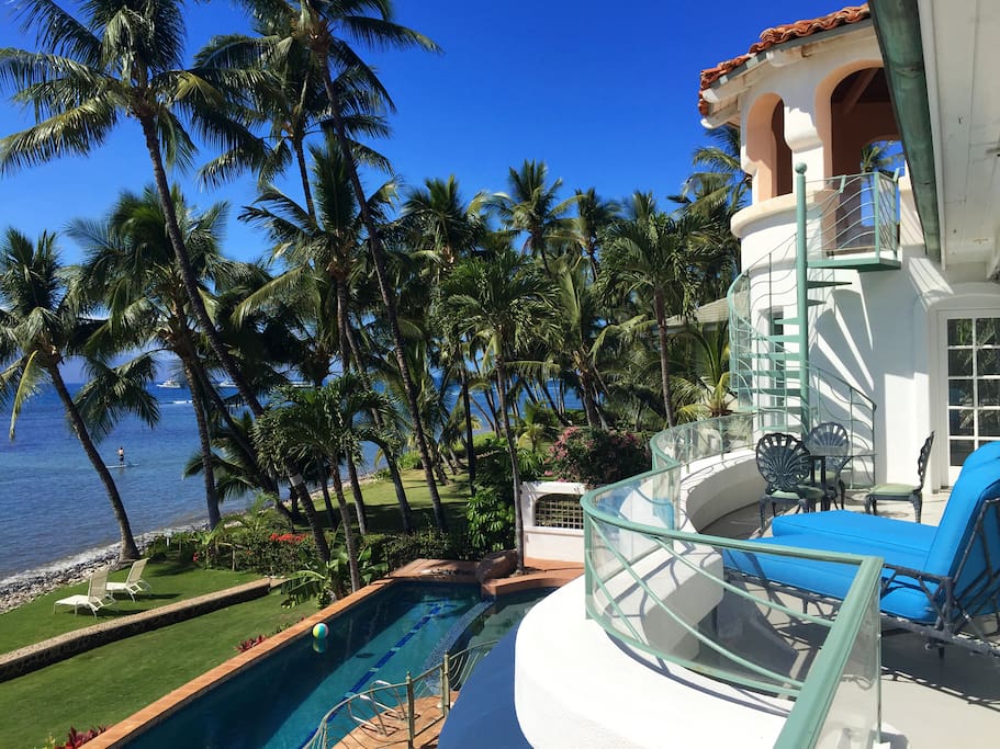 Master Bedroom view. Miles of ocean blue, miles of blue skies, at the Blue Sky Villa Maui