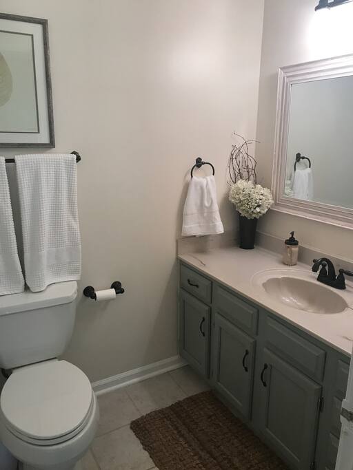 Private bath with tub and shower