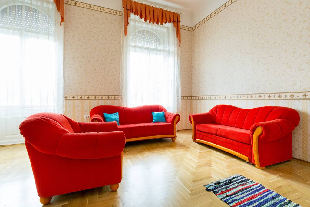 Living room with street view
