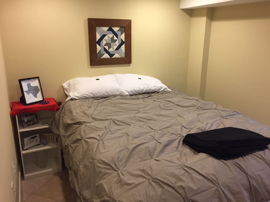 Queen bed in private bedroom