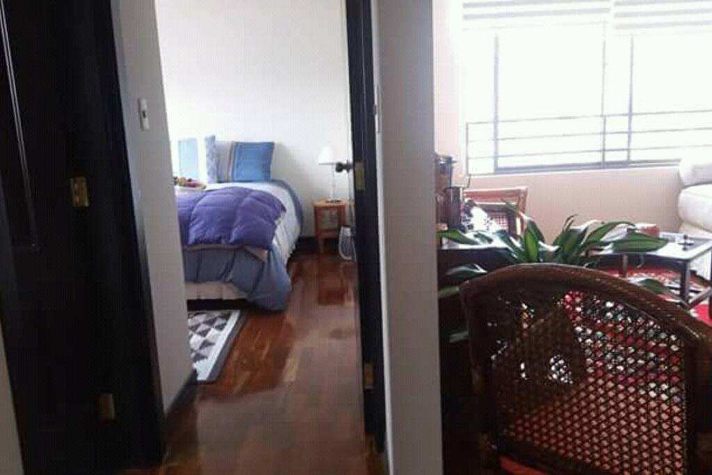 Vista dormitorio y living