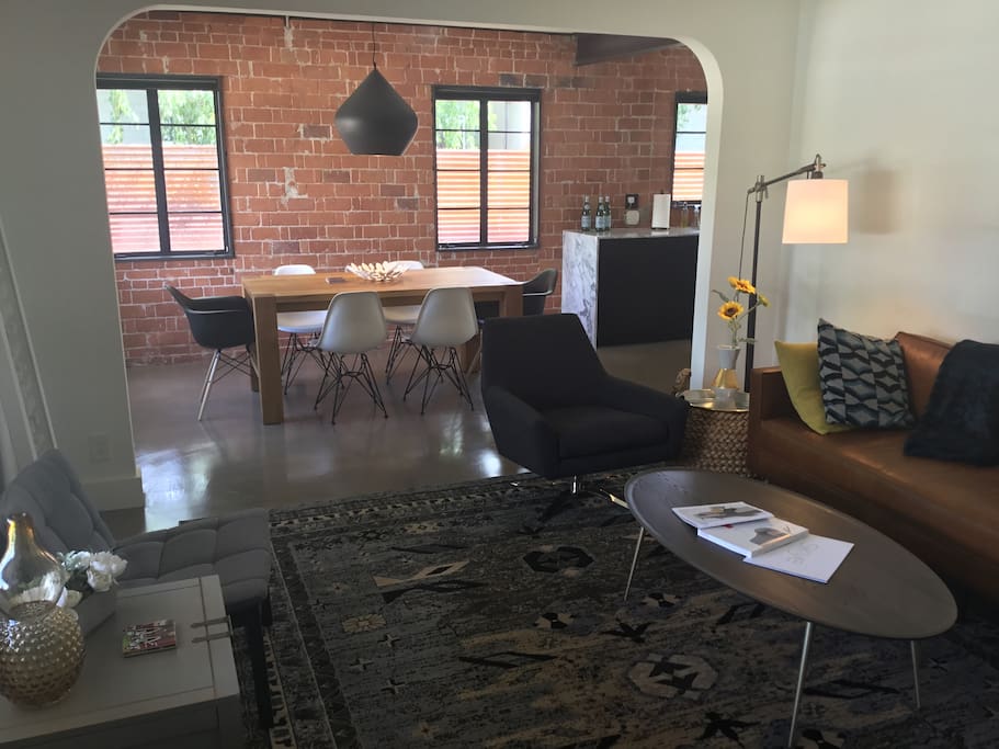 Living room, dining room and glimpse of kitchen