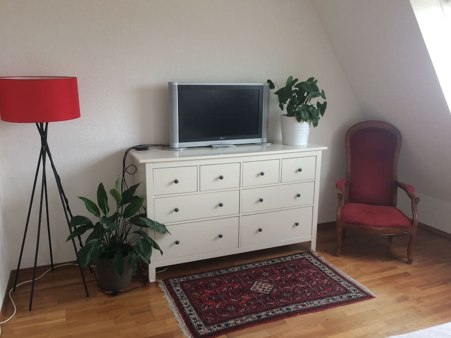 The bedroom + Netflix + Apple TV