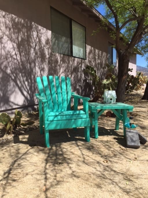 Enjoy a long, cool morning with a hot cup of coffee on the south side of the house.