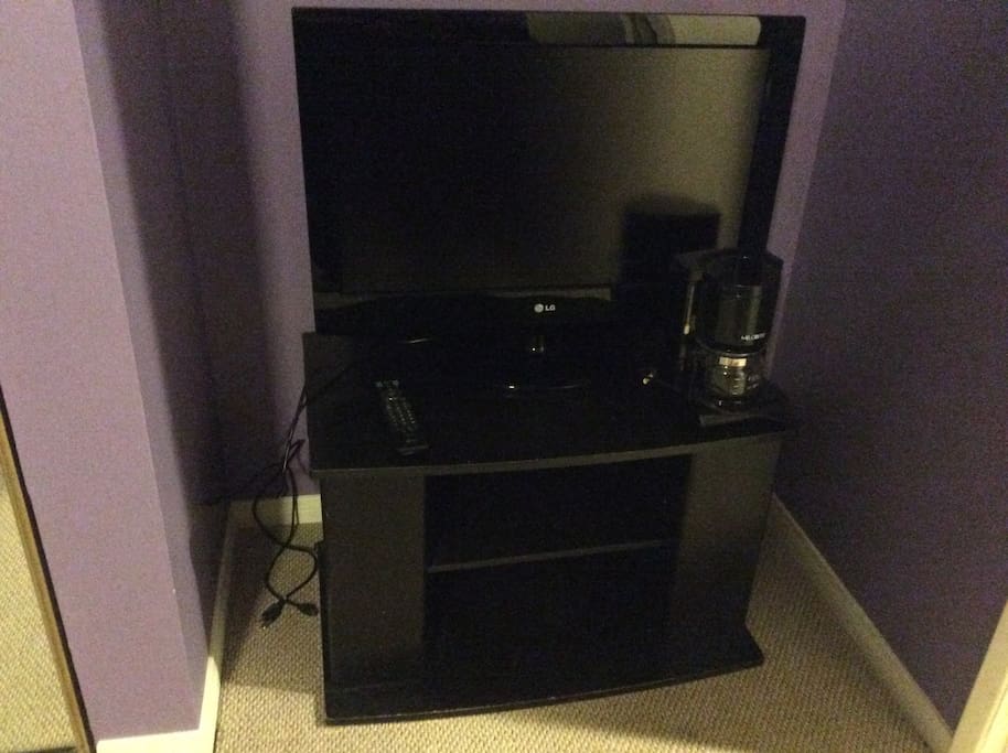 TV, DVD player and coffee maker
