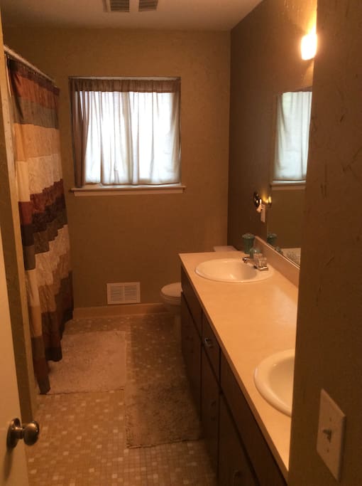 Bath with shower and tub