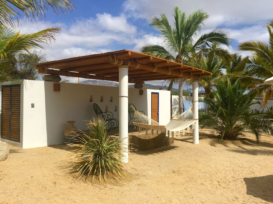 Pergola - Landry machine and tank reservoir for water.