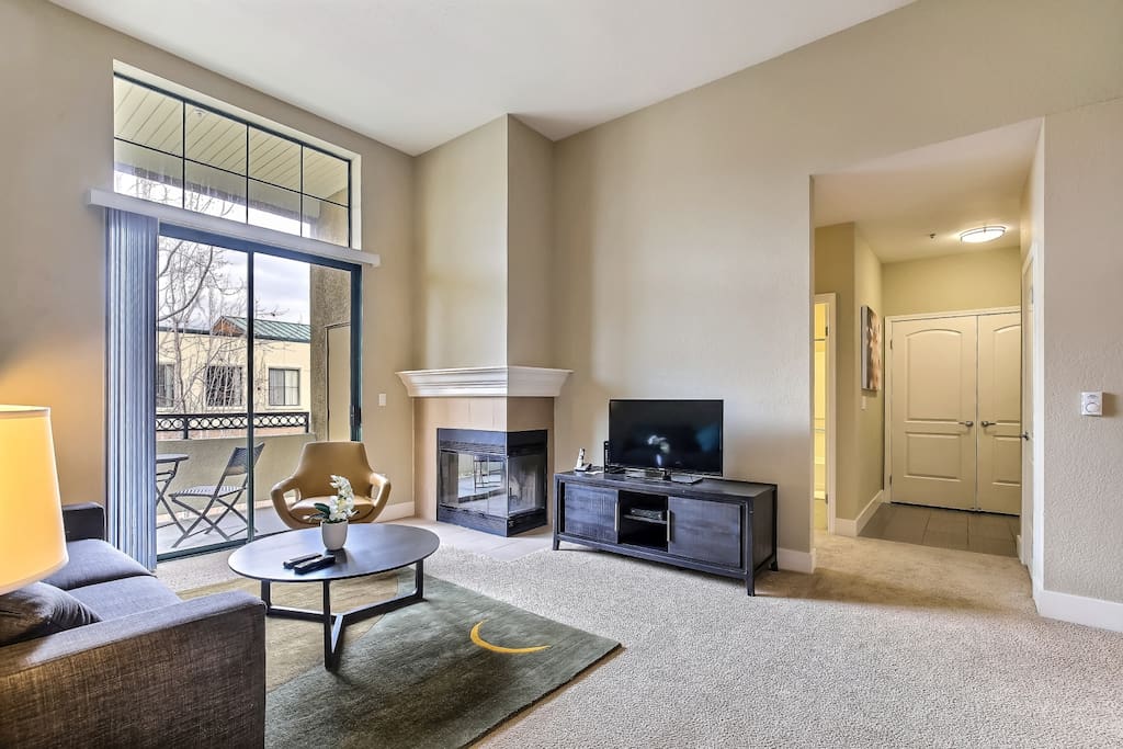 Living room with sleeper sofa and TV