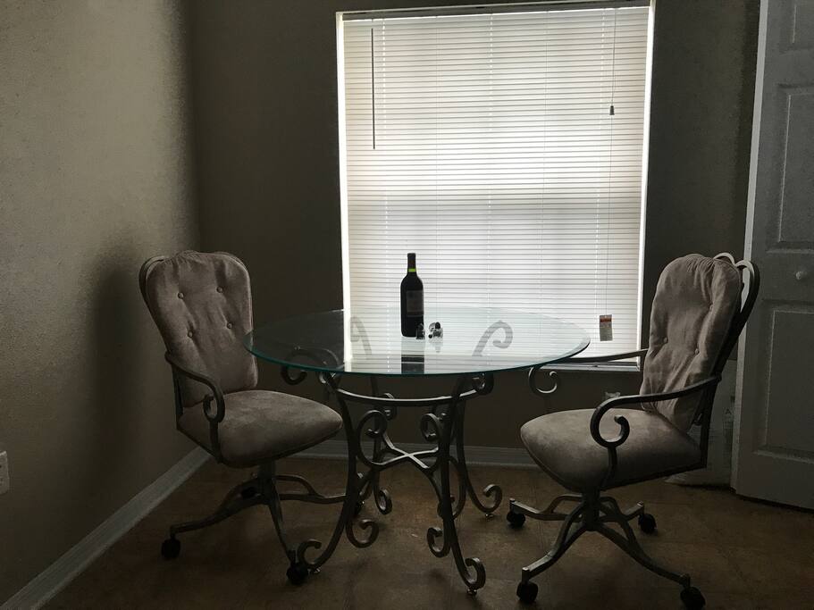 Intimate dining area for two.