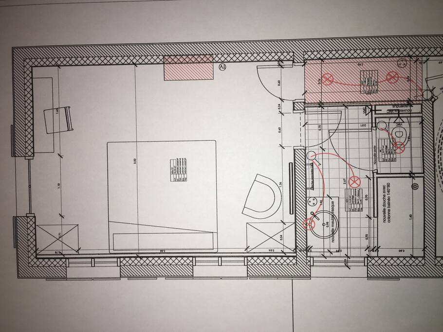 Plan chambre double avec douche balnéo