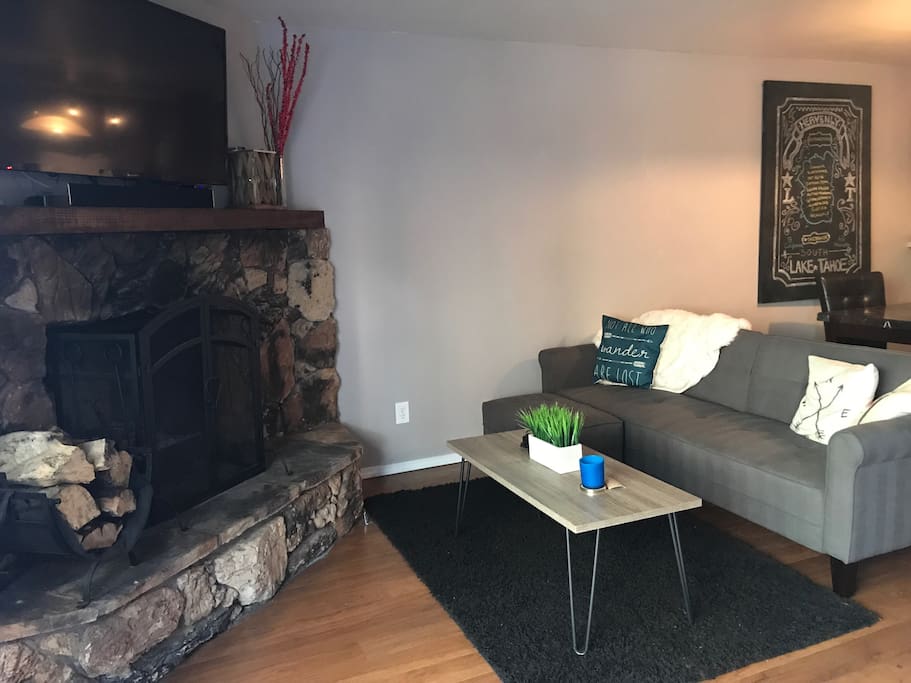 Cozy Wood Fireplace with Gas Ignition