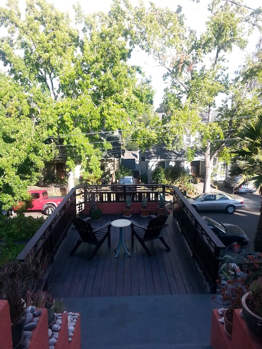 Deck on tree-lined street