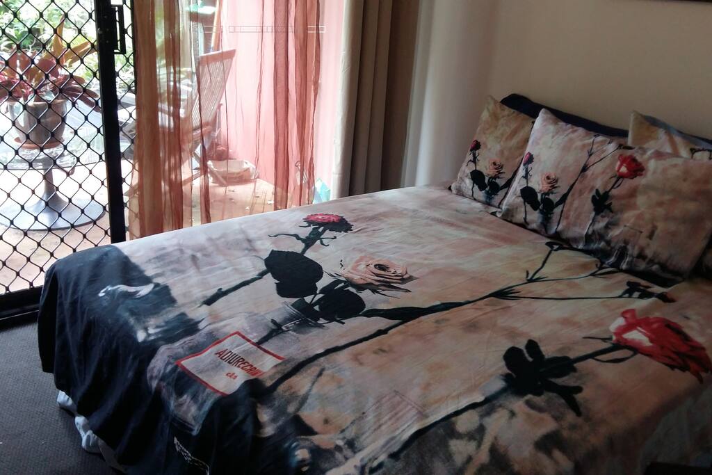 Bedroom looking on the courtyard