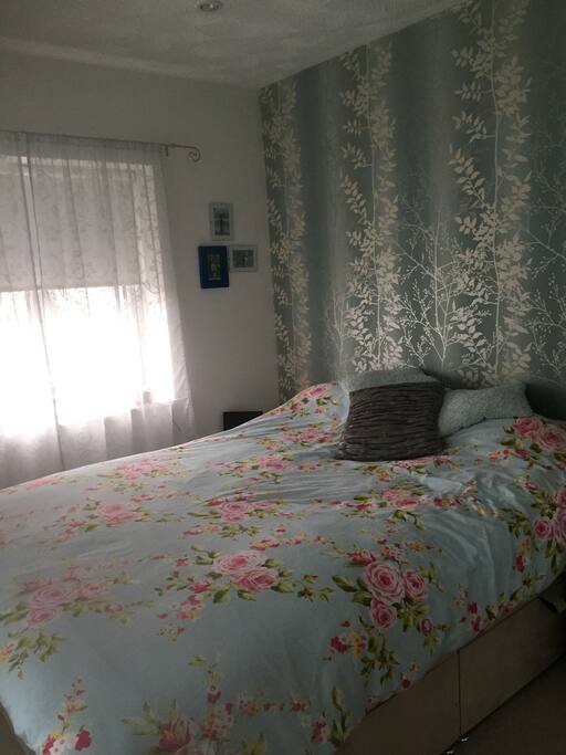 A king size bed with a thick mattress for a good nights sleep