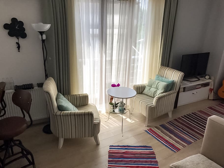 Wing chairs with coffee table
