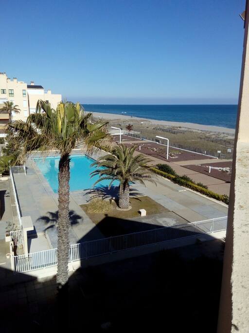 piscine vue d'une terrasse