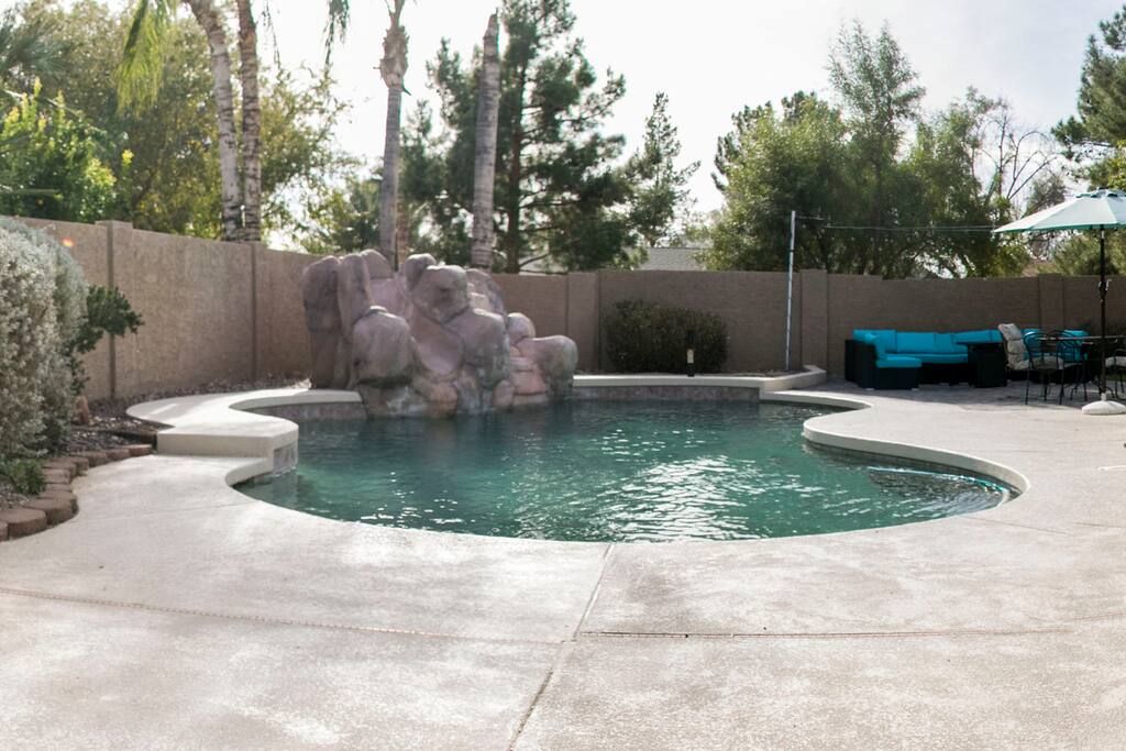 Private resort style backyard