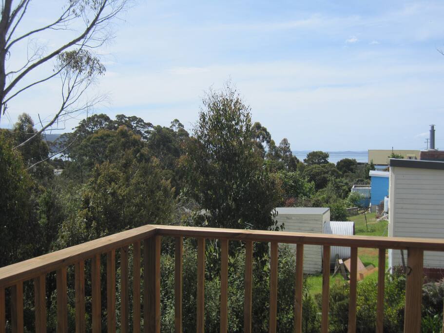 View from deck looking at the beach.