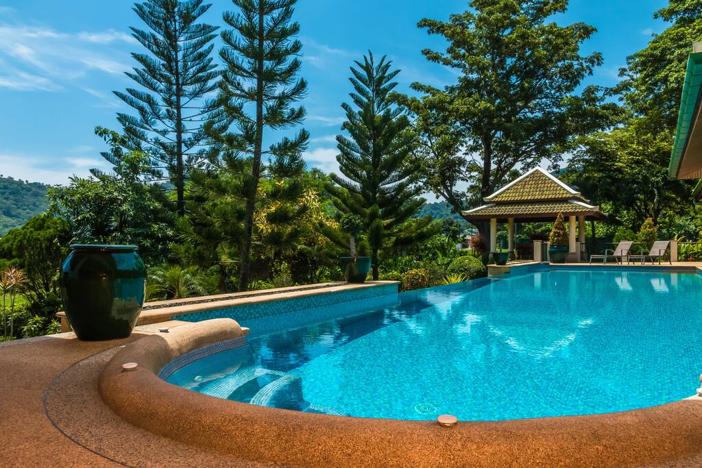 Huge poolside terrace around the 17m pool.
