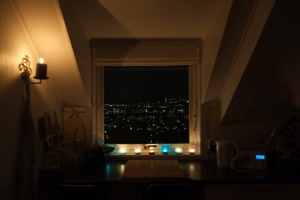 view from the kitchen. The entire Trondheim city
