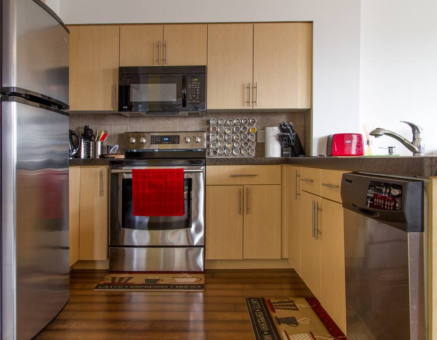 Modern kitchen with full supplies