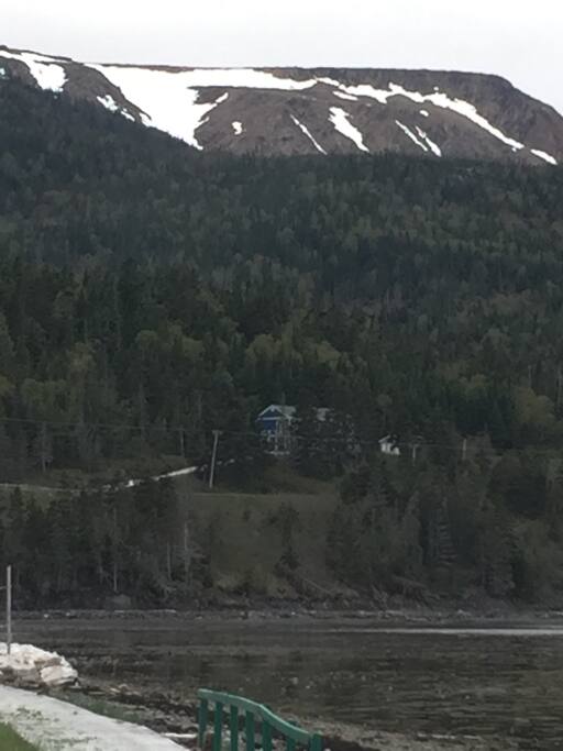 The Old Schoolhouse with the Tablelands directly behind in Gros Morne National Park.