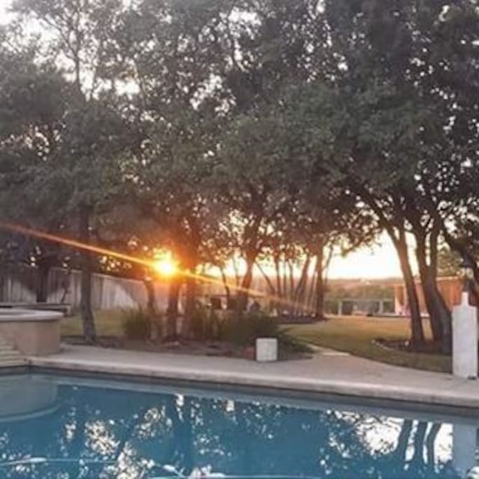 Sunset views from the pool, patio, hot tub and fire pit