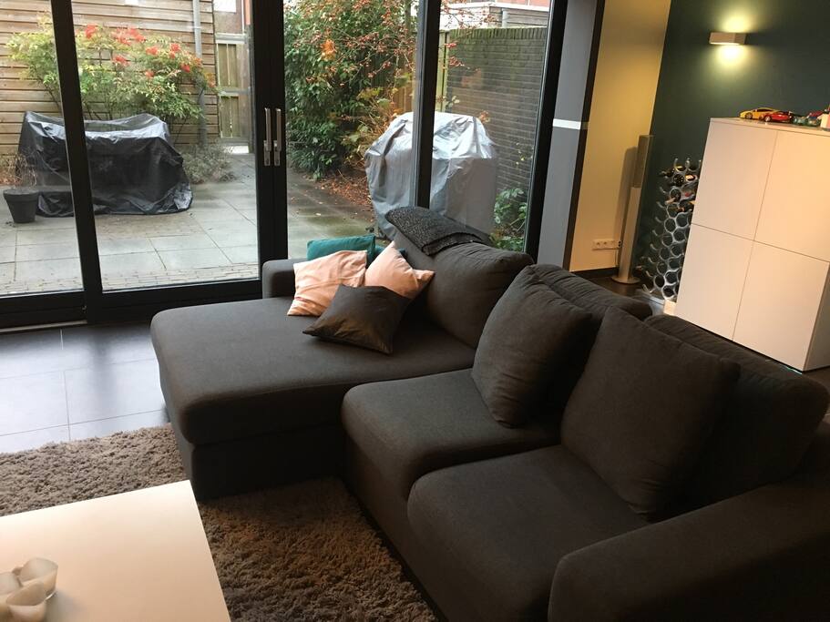 Big lounge sofa, sliding doors to terrace&garden