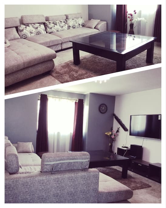 Simple and elegantly furnished living room with cable tv and wifi, as well as wireless bluetooth speakers