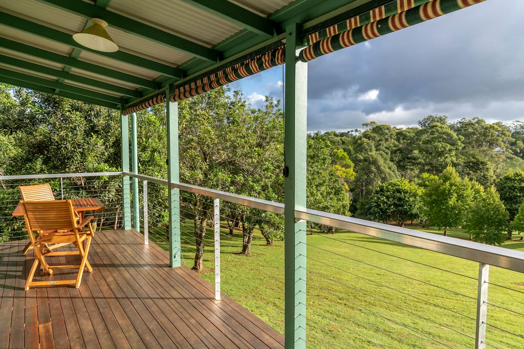 Private deck offers great views. We are located in Mapleton, on the Sunshine Coast Hinterland, which is part of the Blackall Range and close to the interesting towns of Montville, Maleny, Eumundi, Yandina, Kenilworth, Noosa and the Glass House Mountains.
