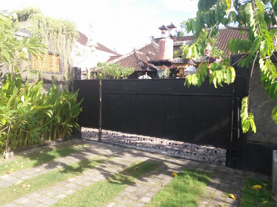 Gated parking area and entrance.