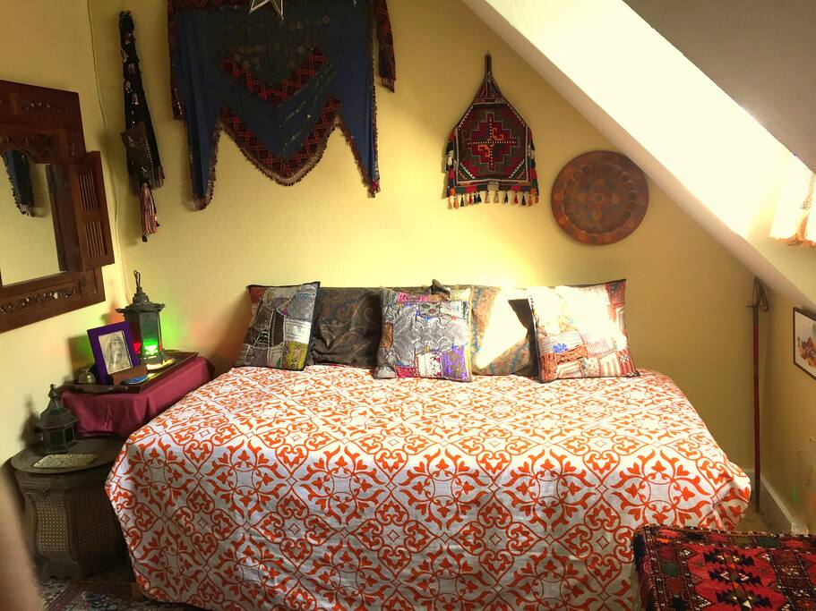 Two beds! queen in the alcove, and a twin sized bed.