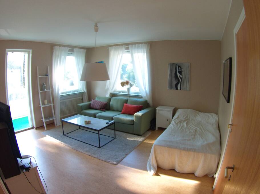 livingroom with 1 bed & 1 sofa