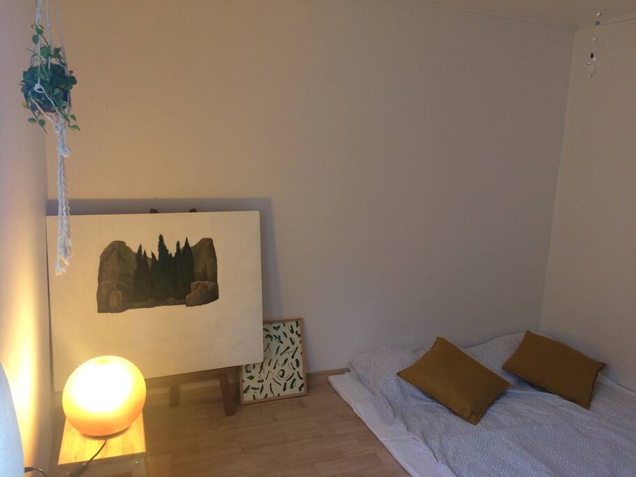 orange light and white room