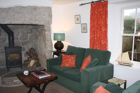 Traditional Cornish cottage in a coastal village